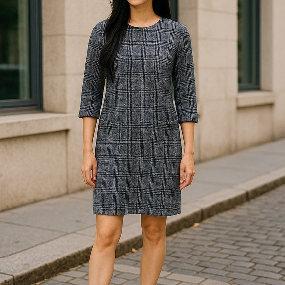 Stitch Fix 41 Hawthorn Womens Aniya Jacquard Knit Dress Navy Pockets Medium - Picture 2 of 7